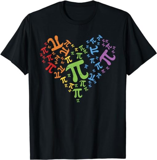 Pi Day Shirt Rainbow Heart Math LGBT Gay Lesbian Pride Gift T-Shirt