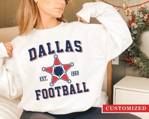 Dallas Football Christmas Sweatshirt, Vintage Cowboy Xmas Crewneck Sweatshirt