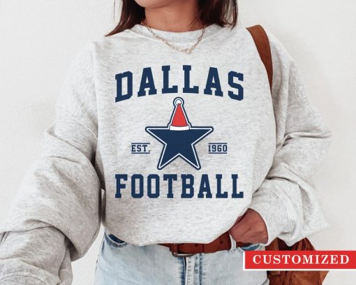 Dallas Football Christmas Sweatshirt, Vintage Cowboy Christmas Crewneck