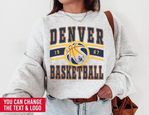 Denver Nugget, Vintage Denver Nugget Sweatshirt  T-Shirt, Nuggets Sweater, Nuggets T-Shirt, Basketball Fan Shirt