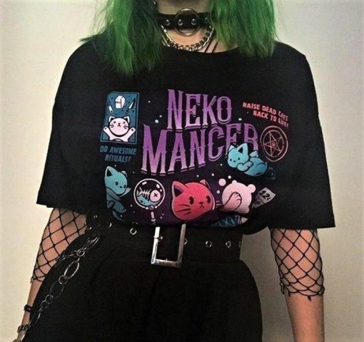 Neko Mancer Shirt -goth shirt,goth clothing,gothic shirt,pastel goth shirt,kawaii shirt,aesthetic shirt,kawaii clothing