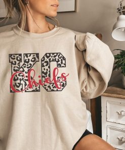 Kansas City Chiefs Sweater, Women Chiefs Sweatshirt, Vintage Chiefs Sweatshirt, Chiefs Leopard Sweatshirt