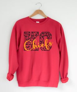 Kansas City Chiefs Sweater, Women Chiefs Sweatshirt, Vintage Chiefs Sweatshirt, Chiefs Leopard Sweatshirt