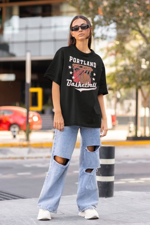 Vintage Portland Basketball Sweatshirt  T-Shirt, Portland Blazer Basketball Crewneck, Portland Basketball Fan