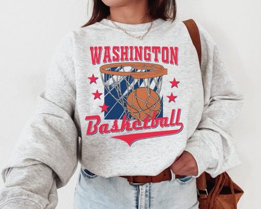 Vintage Washington Basketball Sweatshirt  T-Shirt, Washington Wizard Crewneck, Wizards T-Shirt, Vintage Basketball Fan