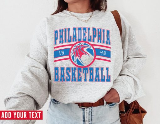 Vintage Philadelphia Basketball Sweatshirt  T-Shirt, Philadelphia 76er Sweater, 76er T-Shirt, Vintage Basketball Fan