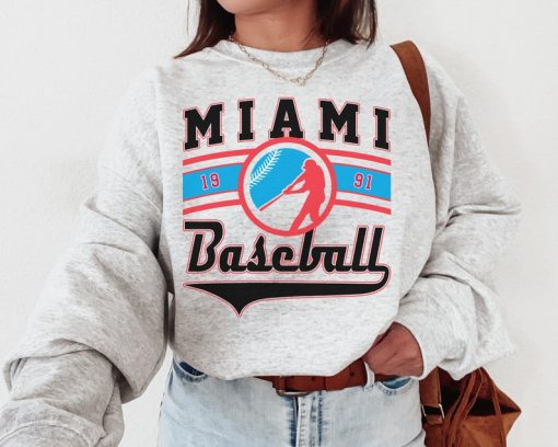 Vintage Miami Marlin Crewneck Sweatshirt / T-Shirt, Marlins EST 1991 Sweatshirt, Miami Baseball Game Day Shirt