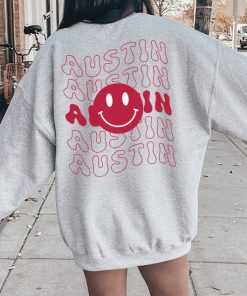 Austin Shirt, Smiley face Hoodie, Emoji Crewneck Sweatshirt