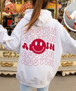 Austin Shirt, Smiley face Hoodie, Emoji Crewneck Sweatshirt