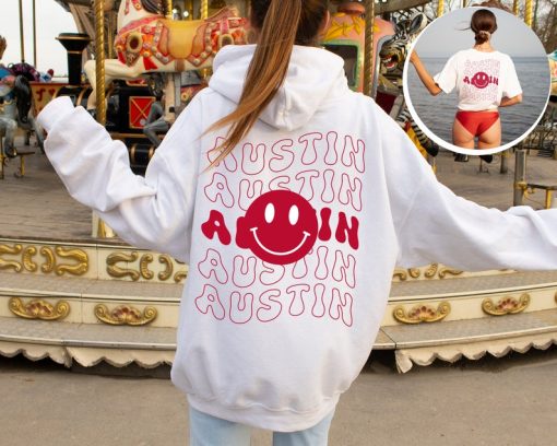 Austin Shirt, Smiley face Hoodie, Emoji Crewneck Sweatshirt