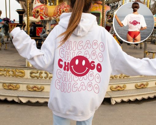 Chicago Shirt, Smiley face Hoodie, Emoji Crewneck Sweatshirt