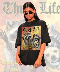 THUG LIFE Hug Life Meme Shirt -Raccoon Tanuki,Opossums Lover Shirt,Possums Shirt,Sad Opossums Meme,Eat Trash Possum Tee