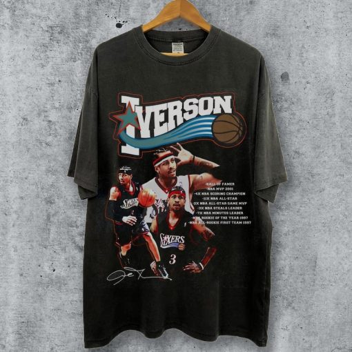 Vintage 90s Basketball Bootleg Style T-Shirt, Allen Iverson Graphic Tee, Allen Iverson Shirt, Retro Basketball Shirt