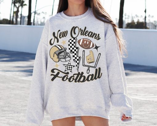 Retro New Orleans Football Crewneck Sweatshirt / T-Shirt, Saints Shirt, Vintage New Orleans Sweatshirt