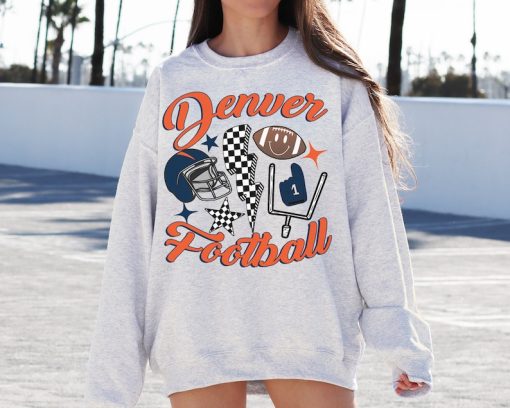 Retro Denver Football Crewneck Sweatshirt / T-Shirt, Vintage Denver Football Sweatshirt, Broncos Sweatshirt