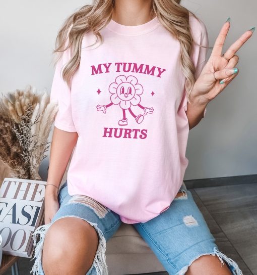 My Tummy Hurts, Tummy Ache Survivor, Meme T Shirt, Funny T Shirt, Retro Cartoon, Vintage Cartoon, UNISEX