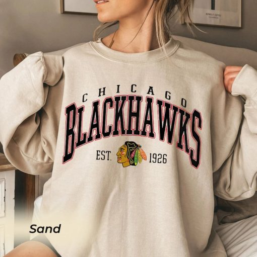 Vintage Chicago Blackhawks Sweatshirt, Blackhawks Tee, Hockey Sweatshirt, College Sweater, Hockey Fan Shirt