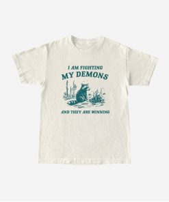 I Am Fighting My Demons, Raccoon T Shirt, Weird T Shirt, Meme T Shirt, Trash Panda T Shirt, Unisex