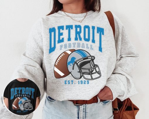 Vintage Detroit Football Crewneck Sweatshirt / T-Shirt, Lions Sweatshirt, Vintage Style Detroit Shirt, Detroit Fans Gift