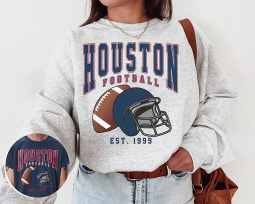 Vintage Houston Football Crewneck Sweatshirt  T-Shirt, Texan Sweatshirt, Vintage Style Houston Shirt, Houston Fans Gift