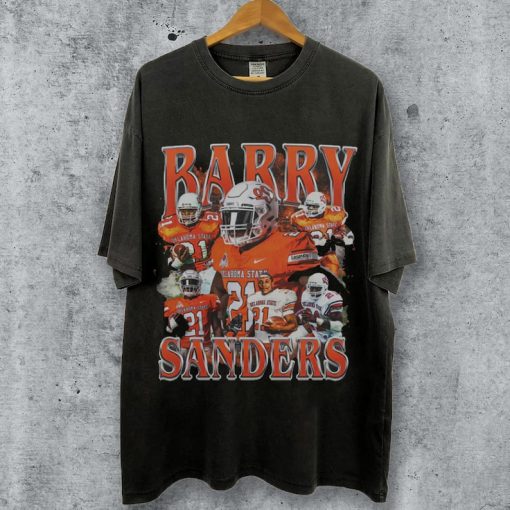 Vintage 90s Graphic Style Barry Sanders T-Shirt, Barry Sanders Shirt, Retro Barry Sanders Oversized Football Bootleg Tee