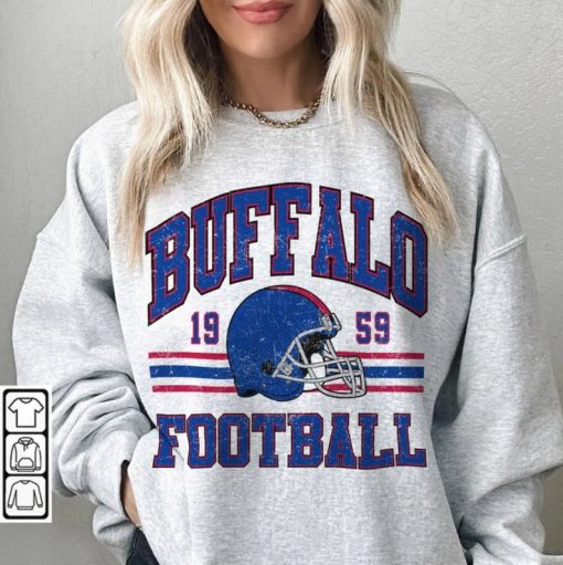 Vintage Buffalo Football Sweatshirt, Shirt Retro Style 90s Vintage Unisex Crewneck