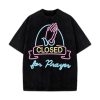 Closed for Prayers Neon Sign Praying Hands Graphic Design Streetwear T-Shirt