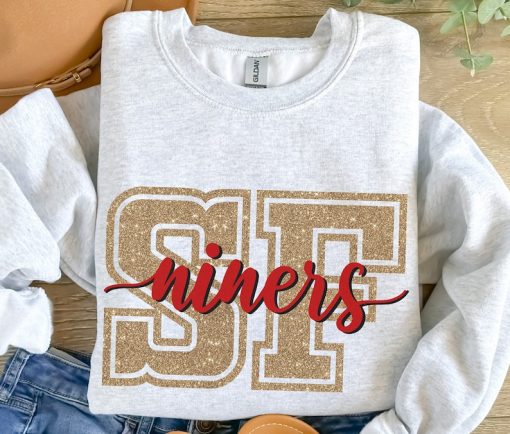 San Francisco Football Shirt, Vintage SF Shirt, SF Niners Sweatshirt, Niners Shirt, Game Day Shirt, Not real glitter