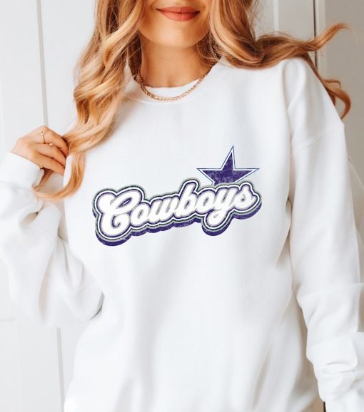 Vintage Cowboys Football Sweatshirt, Shirt Retro Style, Dallas Vintage Crewneck, Graphic Tee Gift For Football Fan