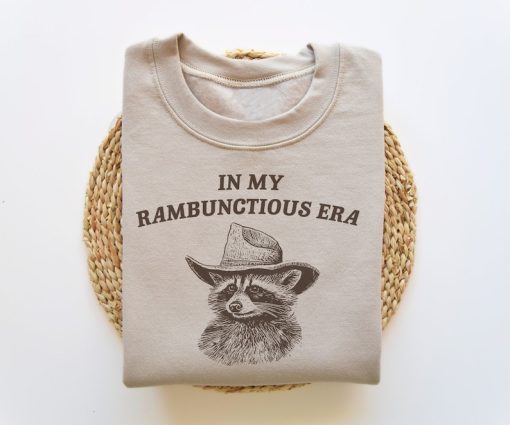 In My Rambunctious Era, Funny Sweatshirt, Raccoon Crewneck, Meme Sweatshirt, Cartoon Meme Top, Vintage Cartoon Sweater