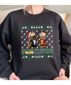 Travis & Jason Kelce Christmas Sweatshirt, Travis Kelce Have A Merry Kelcemas Tshirt, Football Ugly Christmas Sweater