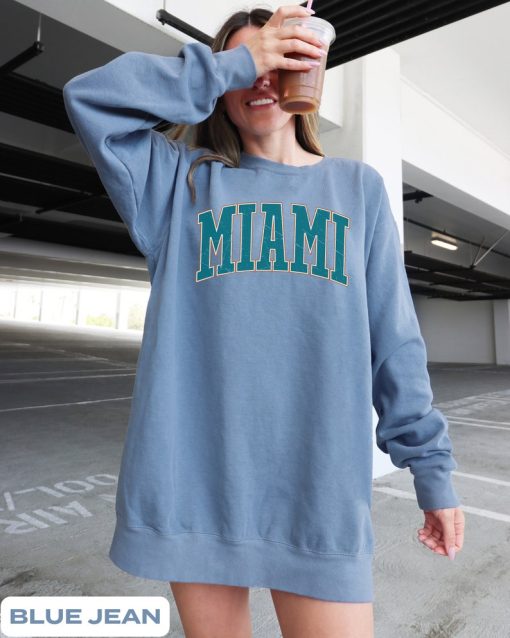 Miami Dolphins Vintage Style Crewneck, Miami Football Sweater, Dolphins Football Sweatshirt, Miami Fan Gift for Her Him