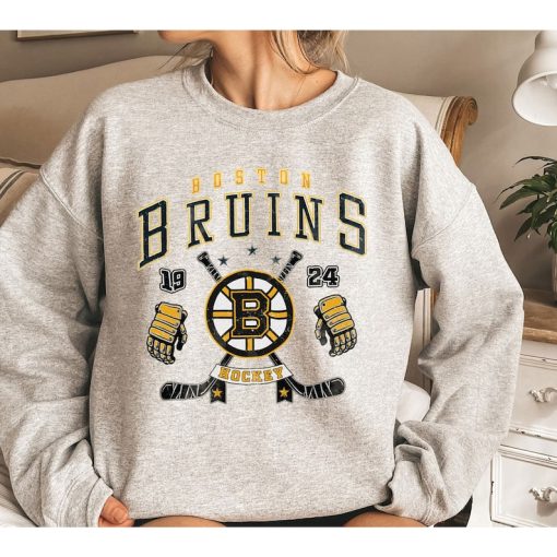 Vintage Boston Bruins Sweatshirt, Boston Bruins Hockey Shirt, Boston Hockey Tshirt, Boston Bruins Hockey College Tee