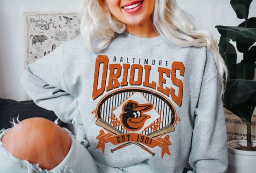 Baltimore Baseball Sweatshirt | Vintage Style Baltimore Baseball Crewneck Sweatshirt | Baltimore EST 1901 Sweatshirt