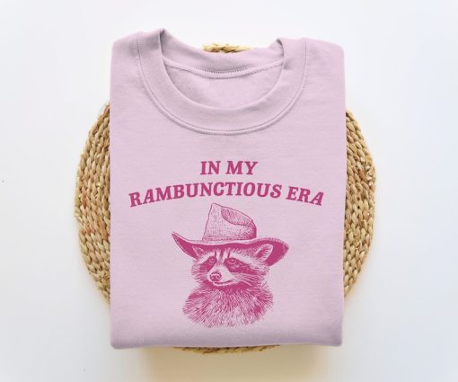 In My Rambunctious Era, Funny Sweatshirt, Raccoon Crewneck, Meme Sweatshirt, Cartoon Meme Top, Vintage Cartoon Sweater