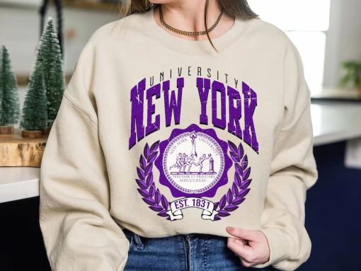 New York University, New York Shirt, Vintage NYU Sweater, NYC School Shirt, Preppy NY Hoodie, Varsity Pullover