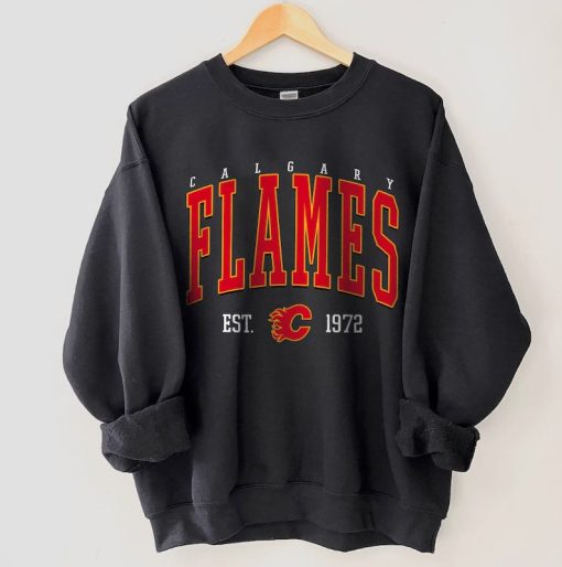 Calgary Hockey Crewneck, Vintage Style Calgary Hockey Sweatshirt, Calgary Flames Sweatshirt, Calgary College Sweatshirt