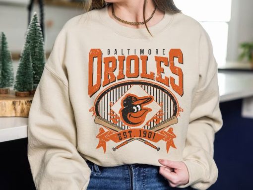 Baltimore Baseball Sweatshirt | Vintage Style Baltimore Baseball Crewneck Sweatshirt | Baltimore EST 1901 Sweatshirt