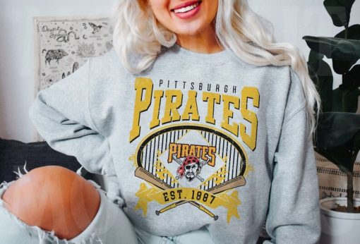 Pittsburgh Baseball Sweatshirt | Vintage Style Pittsburgh Baseball Crewneck Sweatshirt | Pittsburgh EST 1887 Sweatshirt