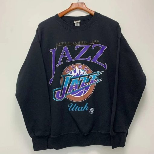 Vintage NBA Jazz Basketball Sweatshirt T-Shirt, Utah Basketball Sweatshirt, NBA All Star Tee, Basketball Tee