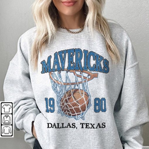 Mavericks 90s Basketball Shirt, Vintage Dallas Basketball Sweatshirt