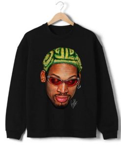 Dennis Rodman Zig Zag Green Hair Rodzilla Hollywood 90's Vintage Design Crewneck Sweatshirt