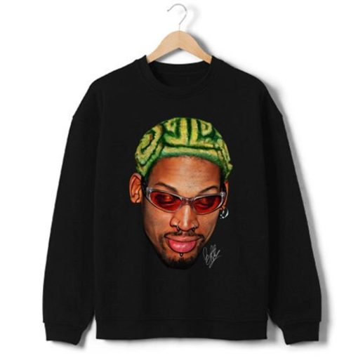 Dennis Rodman Zig Zag Green Hair Rodzilla Hollywood 90's Vintage Design Crewneck Sweatshirt