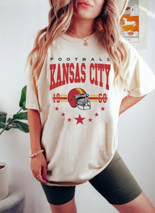 Kansas City Vintage Football Shirt, Vintage Style Kansas City Football Crewneck Sweatshirt