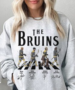 Bruins Walking Abbey Road Signatures Hockey Shirt, Milan Lucic, Brad Marchand, Jeremy Swayman