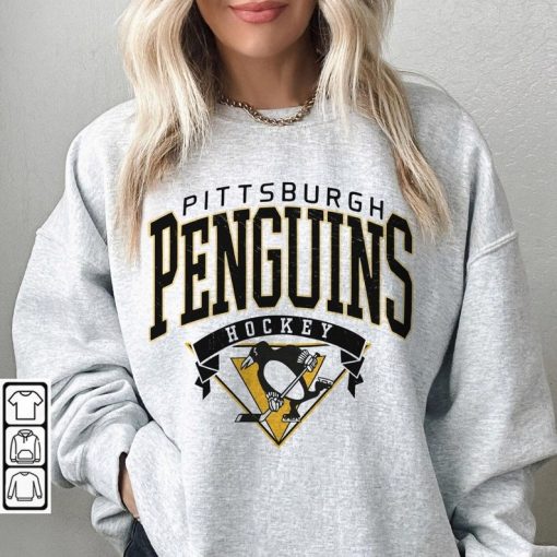 Pittsburgh Penguins Shirt, Merch Vintage 90s Sweatshirt Hockey Retro Unisex Crewneck Gift For Fan College