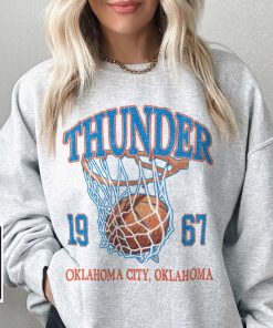 Oklahoma City Basketball Vintage Shirt, Thunder 90s Basketball Graphic Tee Sweatshirt