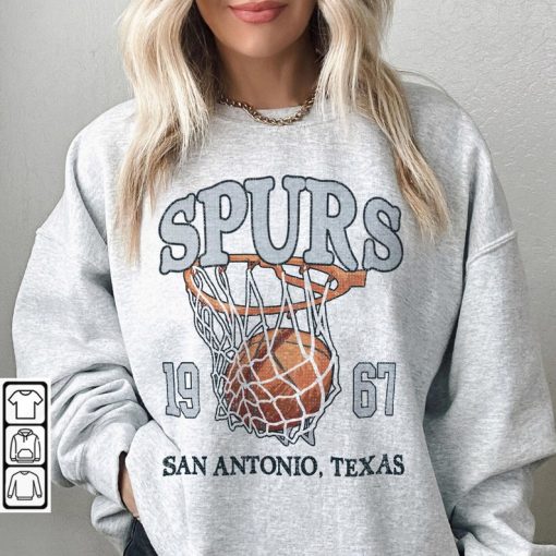 San Antonio Basketball Vintage Shirt, Spurs 90s Basketball Graphic Tee Sweatshirt