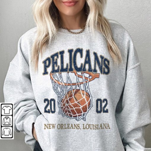 New Orleans Basketball Vintage Shirt, Pelicans 90s Basketball Graphic Tee Sweatshirt