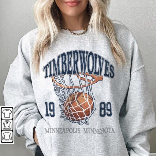 Minnesota Basketball Vintage Shirt, Timberwolves 90s Basketball Graphic Tee Sweatshirt